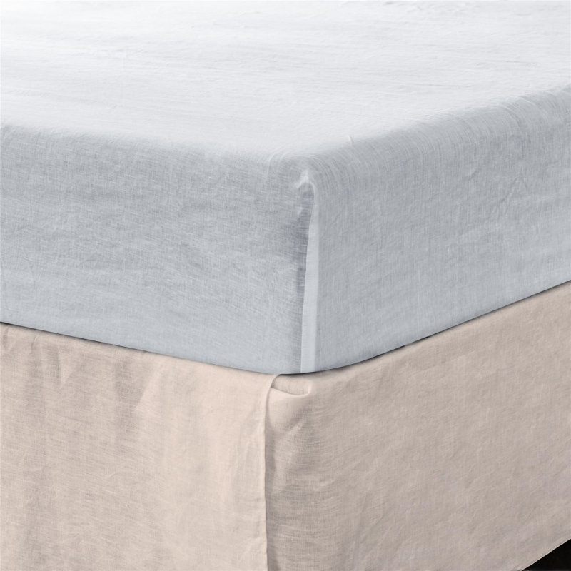 Drap-housse simple en lin blanc