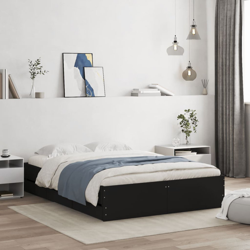 Normia Bed, Black, Small Double ( 120 x 190 cm)