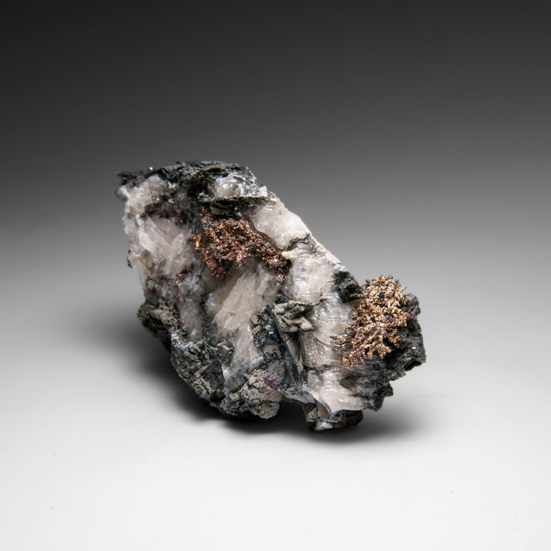 Silver On Calcite Crystal Cluster  Matrix From Bouismas Mine, Zagora, Morocco