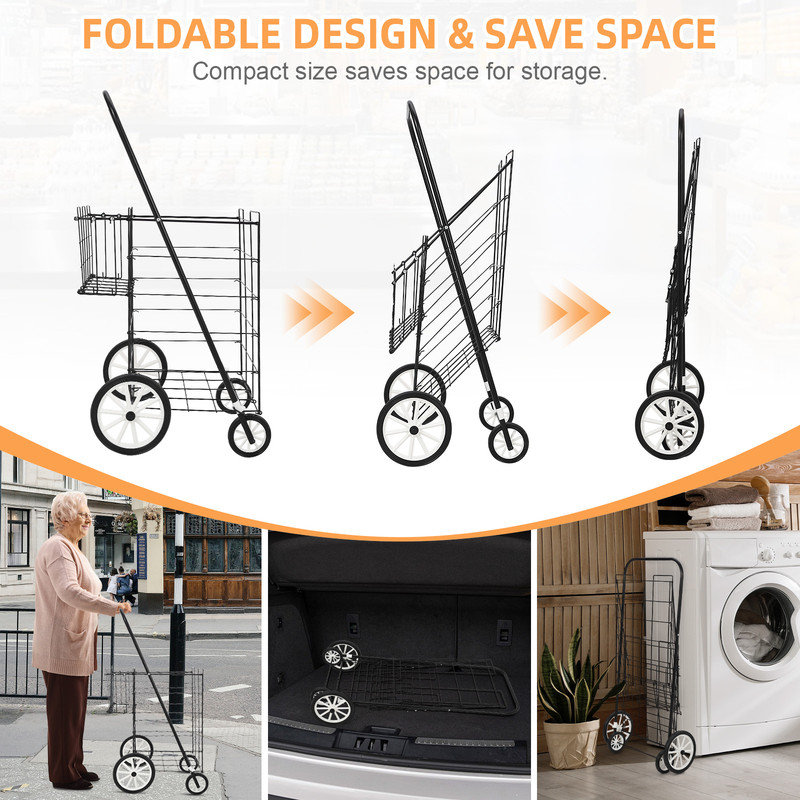 Work Cart Tool Carts With Wheels 3 Tier Utility Rolling Cart Plastic Push Cart Collapsible Rolling Cart