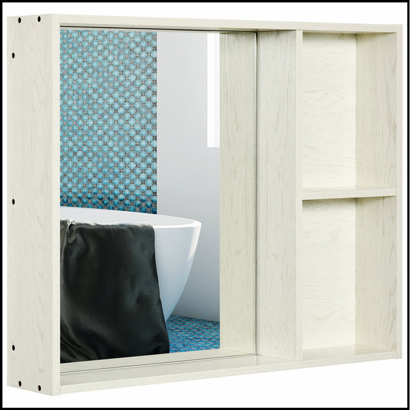Armoire à pharmacie spacieuse avec miroir et rangement à 2 niveaux, parfaite pour ranger les articles essentiels au-dessus de la toilette.