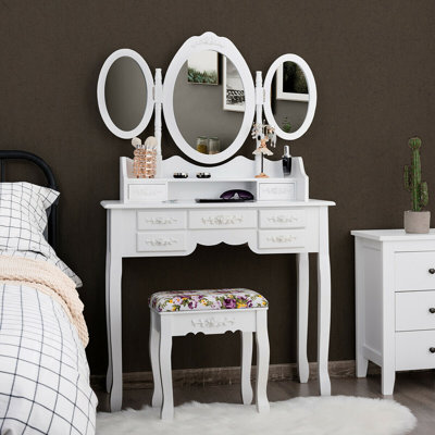 Ensemble coiffeuse avec miroir Clementina