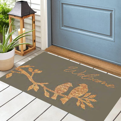 Paillasson "Welcome" avec oiseaux sur branche