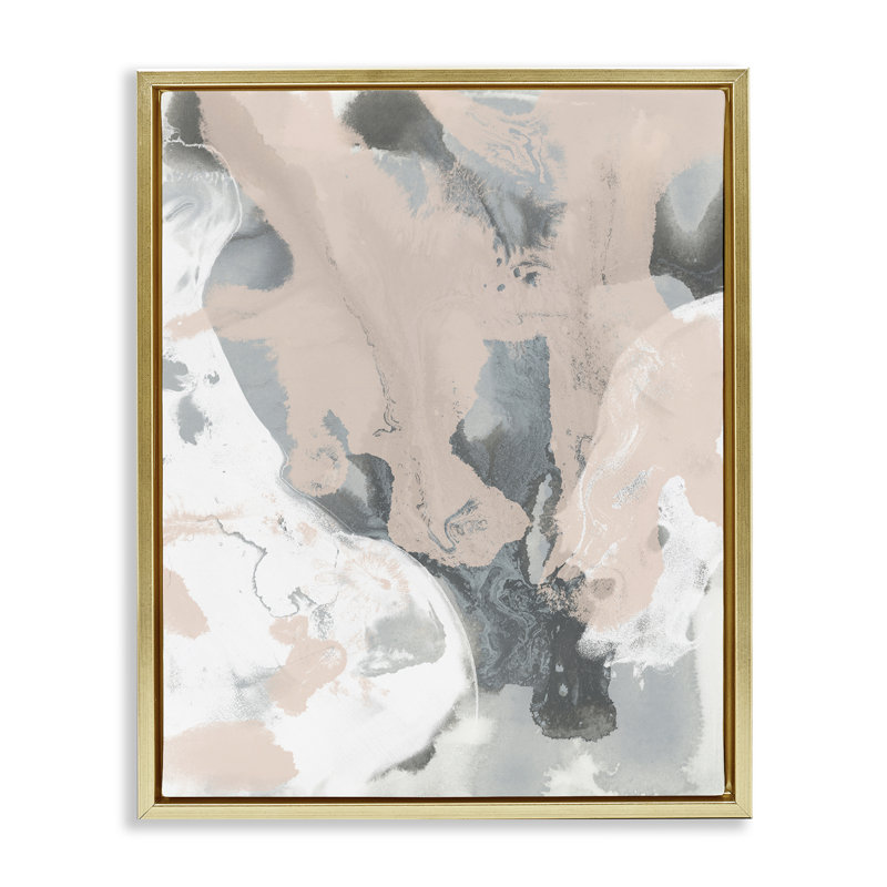 «Organic Fluid Abstraction», art mural encadré par Dorothy Fagan, Cadre flottant métallique doré, H 31 po x l 25 po
