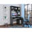Compu 180 Hutch Desk, Multiple Shelves, Retractable Keyboard Tray, CPU Door Panel, One Drawer