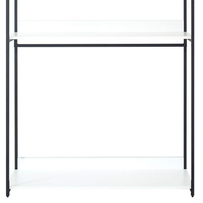 Système d'organisation modulaire Cox, 3 larges tablettes blanches et cadre en métal noir