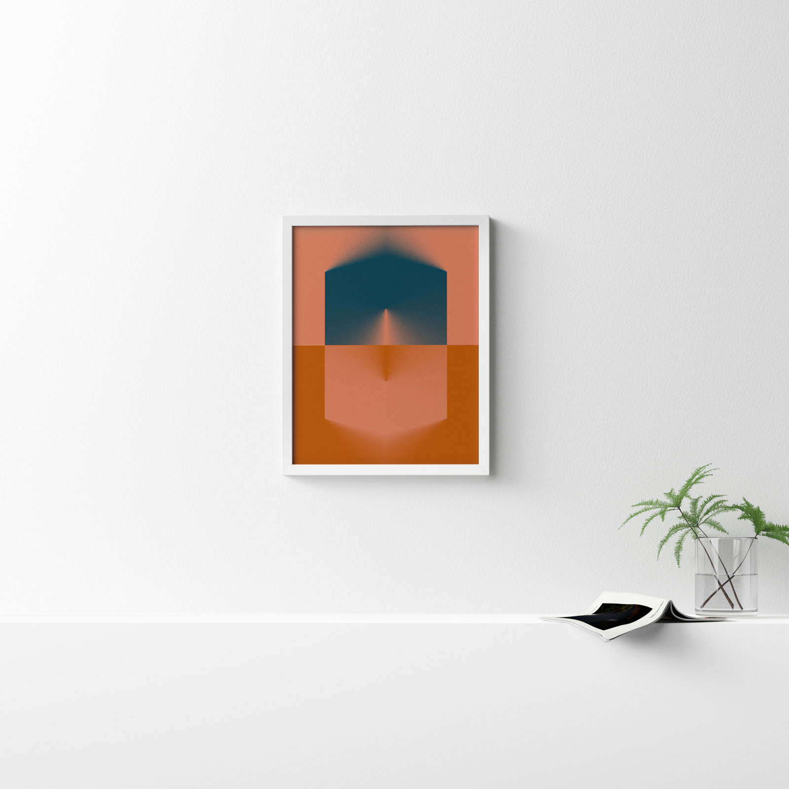 Capsule Collection 1 Painting, 25" H x 20" W x 1.25" D, White Framed