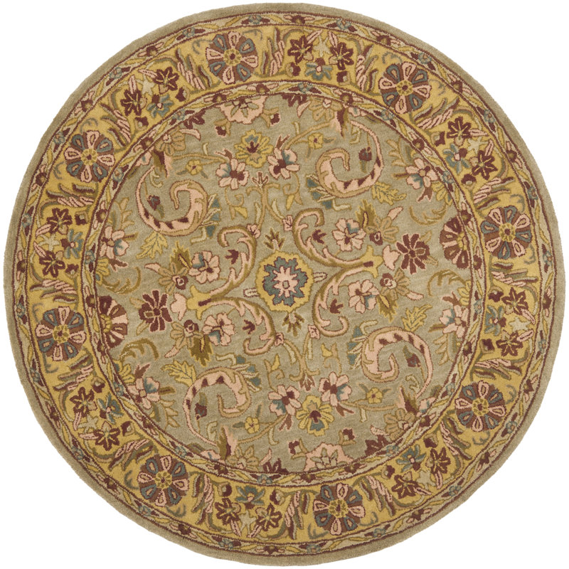 Cranmore Hand Tufted Wool/Cotton/Latex Oriental Rug in Gold/Gray, Round 6'
