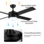 52" integrated led light matte black blade ceiling fan with remote control with 4 blades