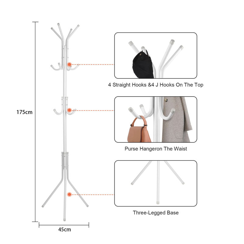 Redekar Steel Freestanding 12 - Hook Coat Rack