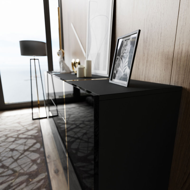 Acampo Unfinished TV Furniture for TVs up to 65", Black