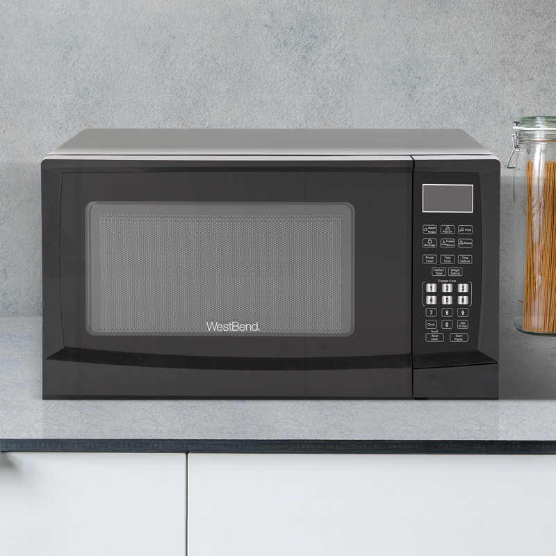 West Bend Compact Black 900-Watt Microwave Oven with LED Light