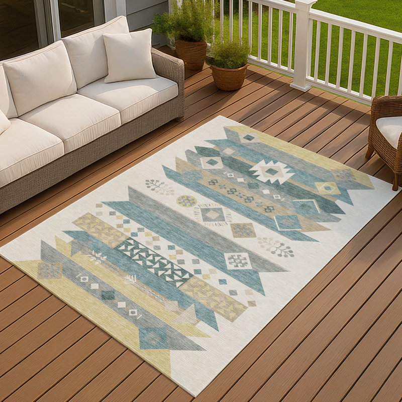 Tapis intérieur / extérieur lavable à la machine Chantille ACN2499 Global, Ivoire ivoire, 10 pi x 14 pi
