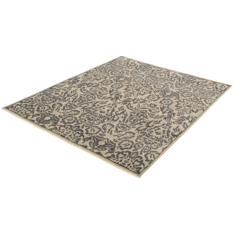 Tapis de la laine gris foncé 7 pi 9 po x 9 pi 9 po à la main one-of-kind-noué la 2010 ushak Hales