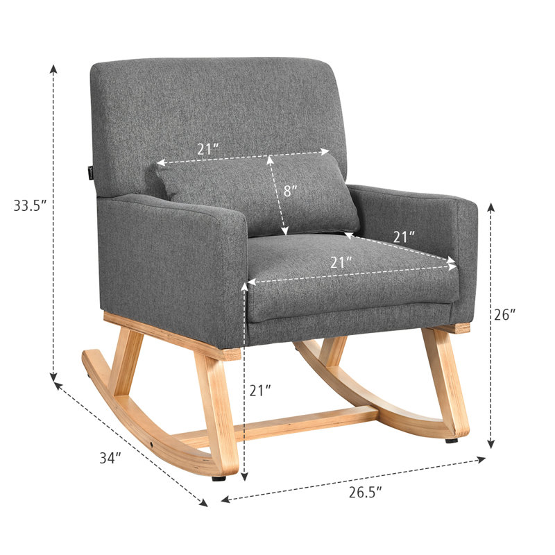 Solid Wood Rocking Chair, Grey