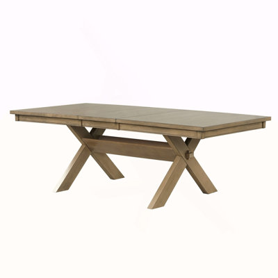Raven Wood Trestle Extendable Dining Table with Leaf, Glazed Pine Brown - Table Base