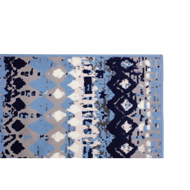 Tapis bleu clair / gris Seabridge, Rectangle 7 pi 8 po x 11 pi