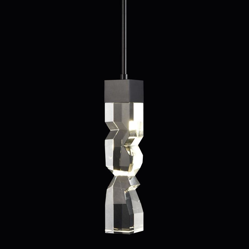 Luminaire suspendu simple à 1 lumière Mamadim, Noir brossé satiné, H 63,88 po x l 3 po x P 3 po