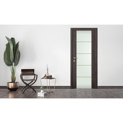 Palladio 202 4H Gold Strips Paneled Manufactured Wood and Glass Interior Door Slab