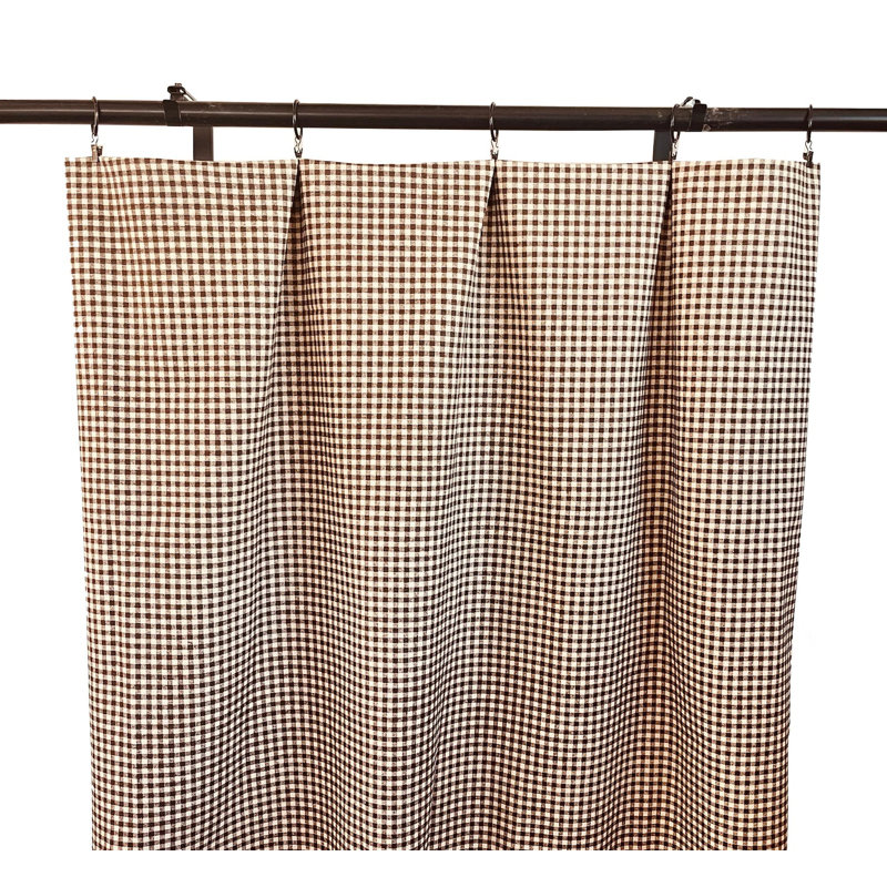 Chestnut Brown Gingham Curtains, 25" W x 84" L