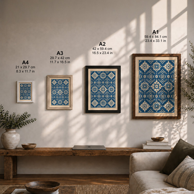 Ornamental Geometry Geometric - Framed Print, Black, A3 - 42.0 x 29.7 cm