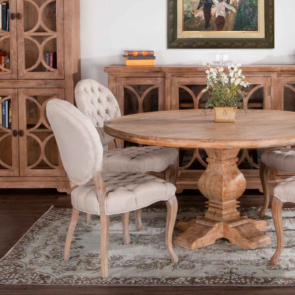 Lyons Round Dining Table, 30" H x 72" W x 72" D, Brown