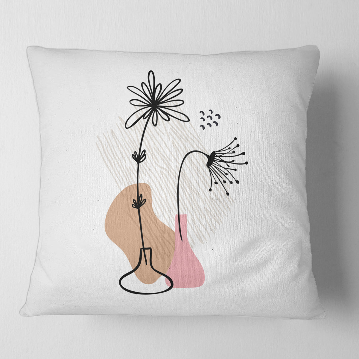 Scatter Pillow Inners Design Art Flowers on Minimal Shapes III Square Pillow Cover & Insert ...