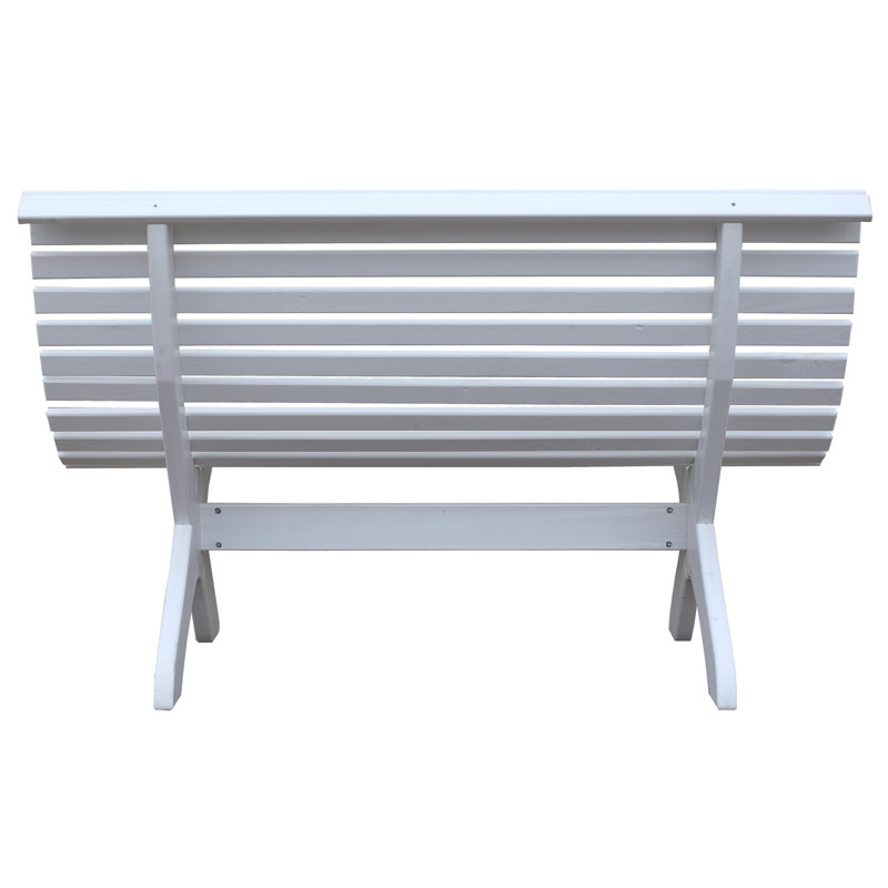 Oluna Solid Wood Pine Outdoor Bench, White Wash, 87cm H x 140cm W x 74cm D