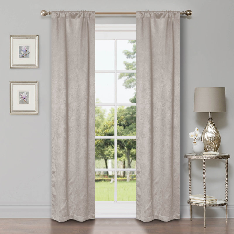 Vedder Geometric Room Darkening Thermal Curtain Panels, Ivory, 52" W x 120" L