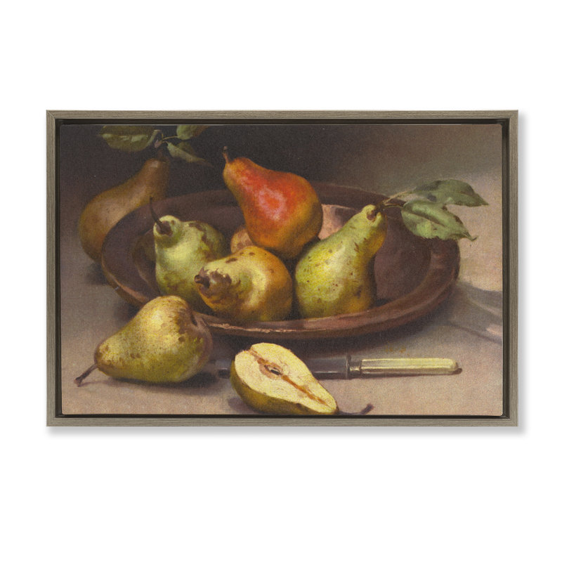  «Classic Pears Still Life» par Tina Higgins Designs, Inc., H 17 po x l 25 po, Cadre flottant orme Montalcino