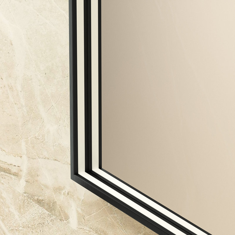 LED Metal Framed Anti-Fog Function 3 Color Adjustment Bathroom Mirror, 36" x 28"