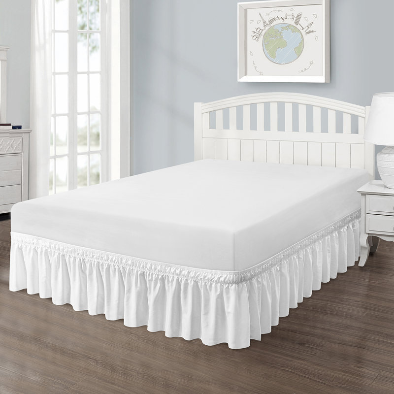 Ruffled Wrap Around Bed Skirt, White