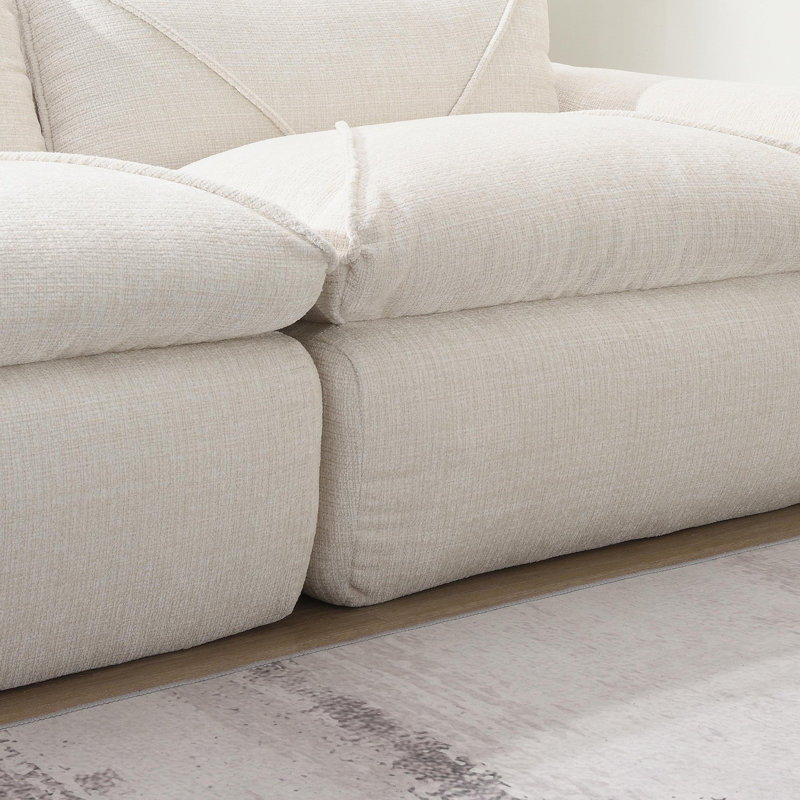 Modular Sectional Sofa Chenille Fully Compressed L-shaped Couch with 28" Deep Seats & Movable Ottoman, No Assembly Required