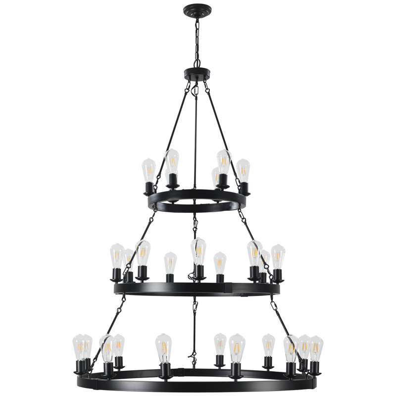 Retro Style Large 2-Tier Circular Ceiling Ironwork Chandelier