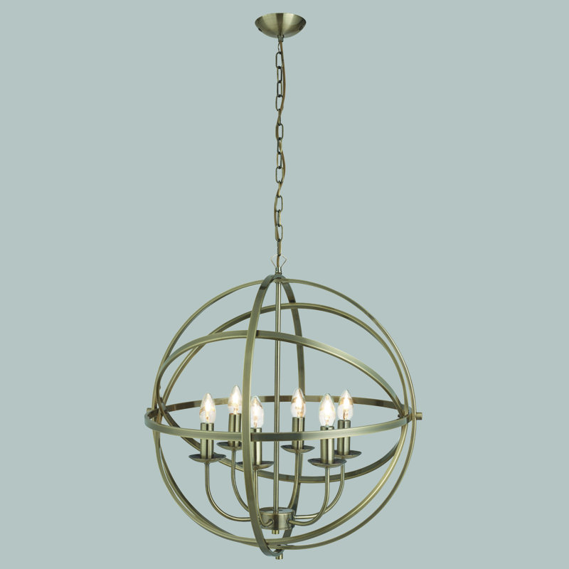 Kirsten 4-Light Chandelier, 6, Antique Brass, 60cm W