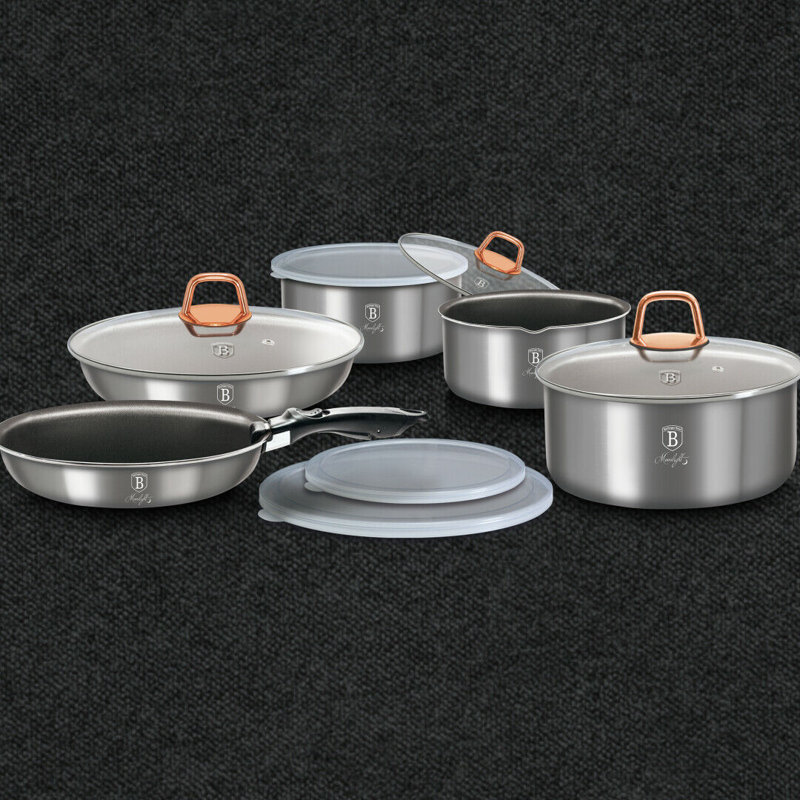 9 - Piece Non-Stick Aluminum Cookware Set, Silver