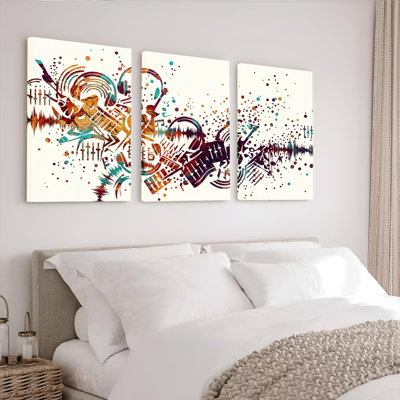 Music Art Art Canvas Wrapped Wall Art Oil Painting Print Set Of 3 For Living Room Bedroom Home Decor
