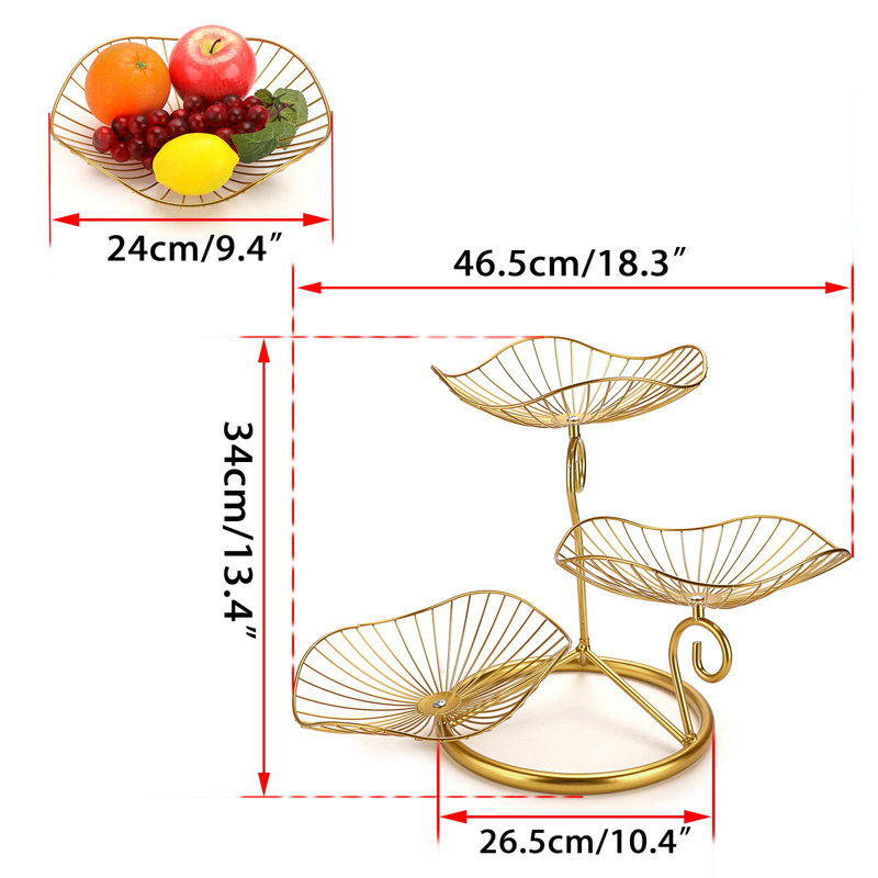 Support à fruits en fer à 3 niveaux