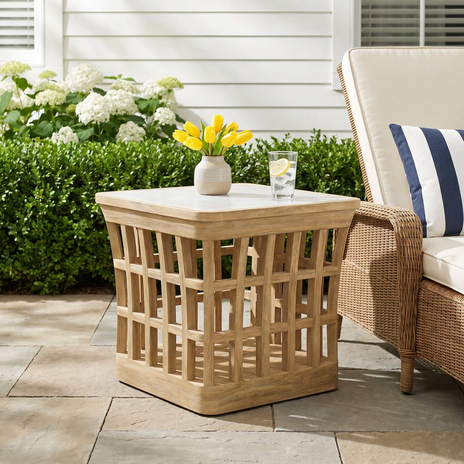 25" Teak Patio Side Table