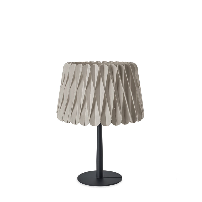 Lola Table Lamp, Natural Beech, Matte Black, 20.9" H x 15.4" W x 15.4" D