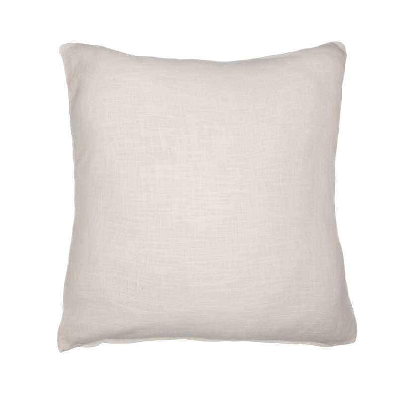 Ivory and Orange Embroidered Cotton Blend Square Throw Pillow