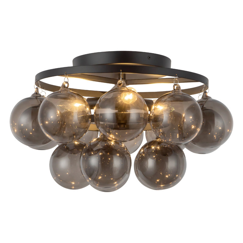 Faye 18-in Matte Black Semi-Flush Mount with Smoked Glass, Smoked Glass, Matte Black