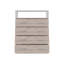 Commode à quatre tiroirs, plateau supérieur, une tablette ouverte, gris clair / blanc