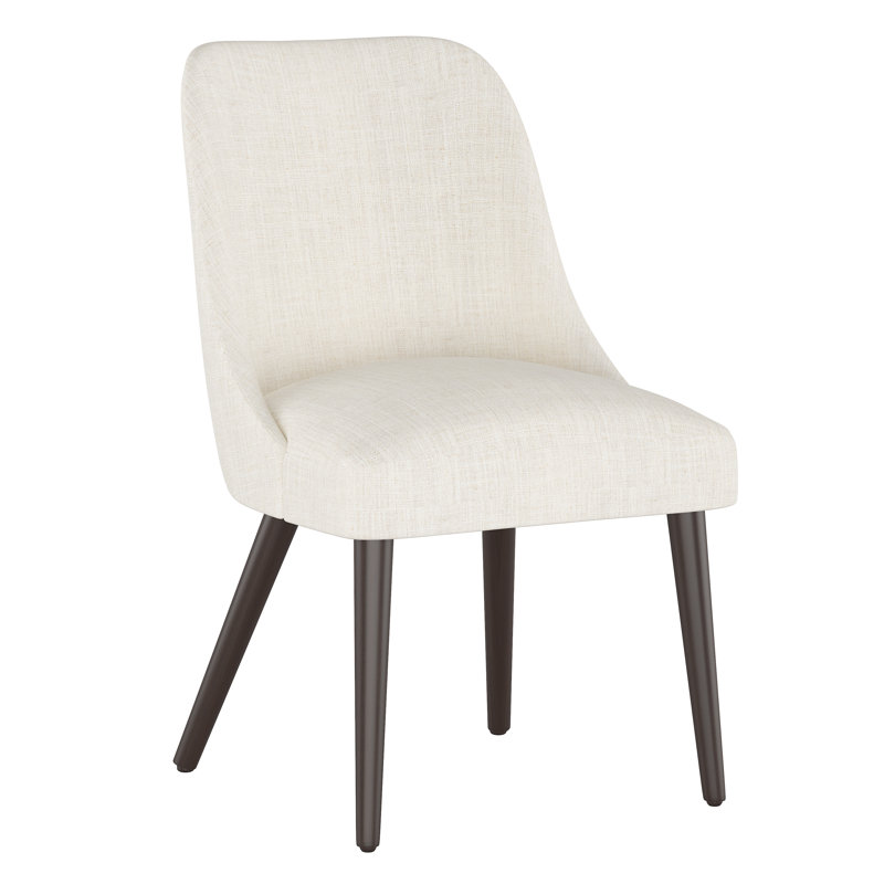 Chaise en bois massif Lozelle, Lin classique talc, Espresso