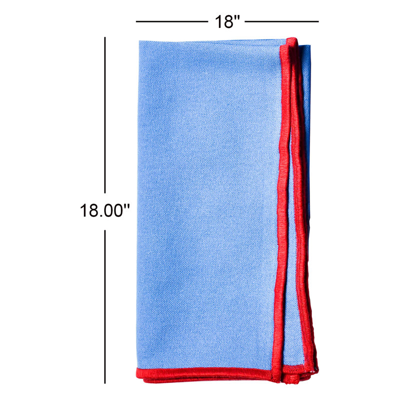 Cotton Blend Napkin, French Blue/Red