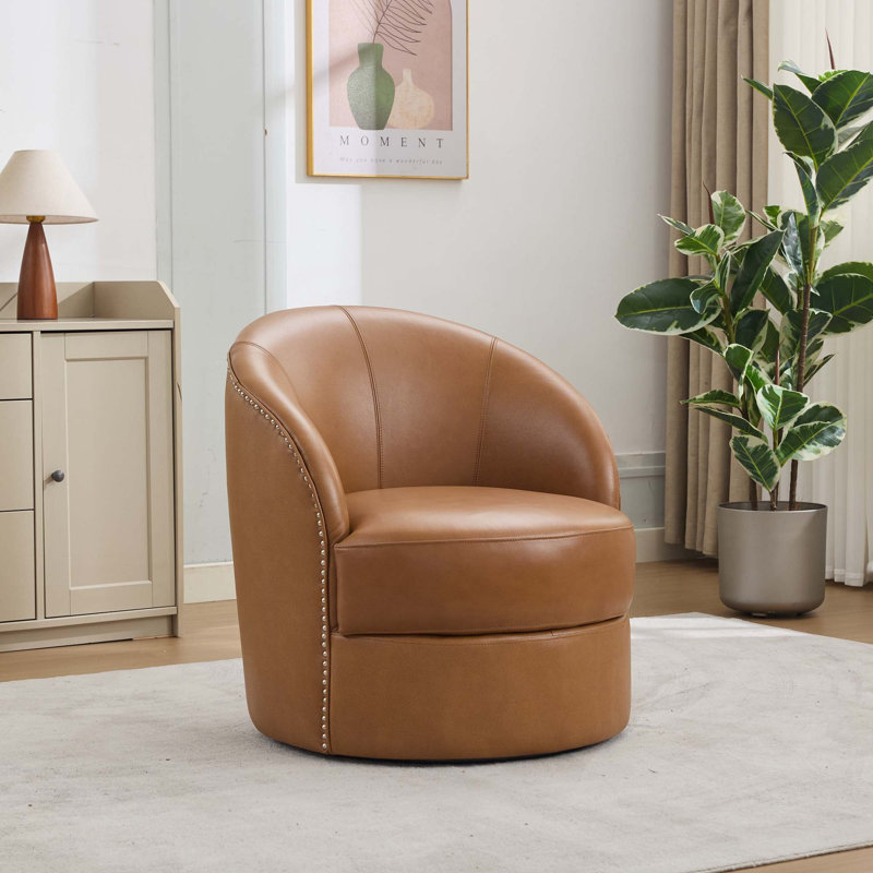 Fauteuil d'appoint pivotant, pivotant à 360 °, méridienne moderne pour le salon / bureau, Brun pâle