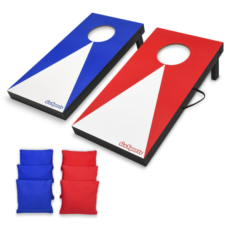 GoSports Junior Size Red and Blue Cornhole Game Set with 6 Bean Bags