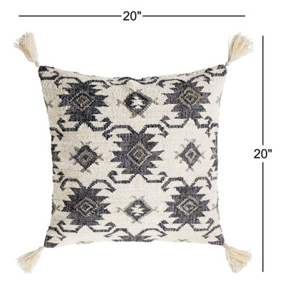 Peridan Tassels Jute / Sisal Reversible Throw Pillow