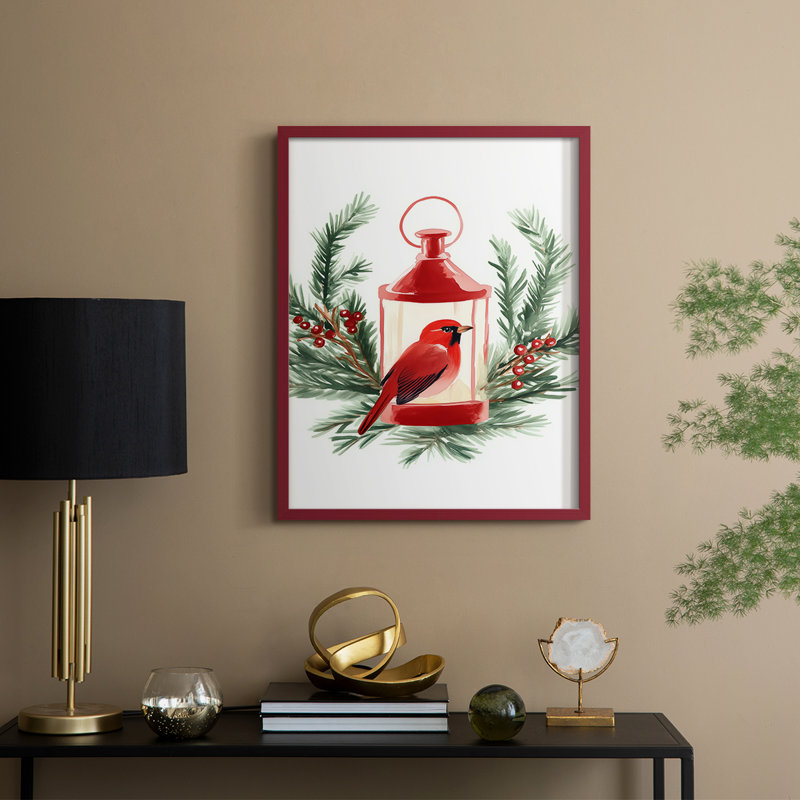 «Christmas Holiday Art», reproduction encadrée Ccclxxvii - bois massif, H 15 po x l 12 po, Red