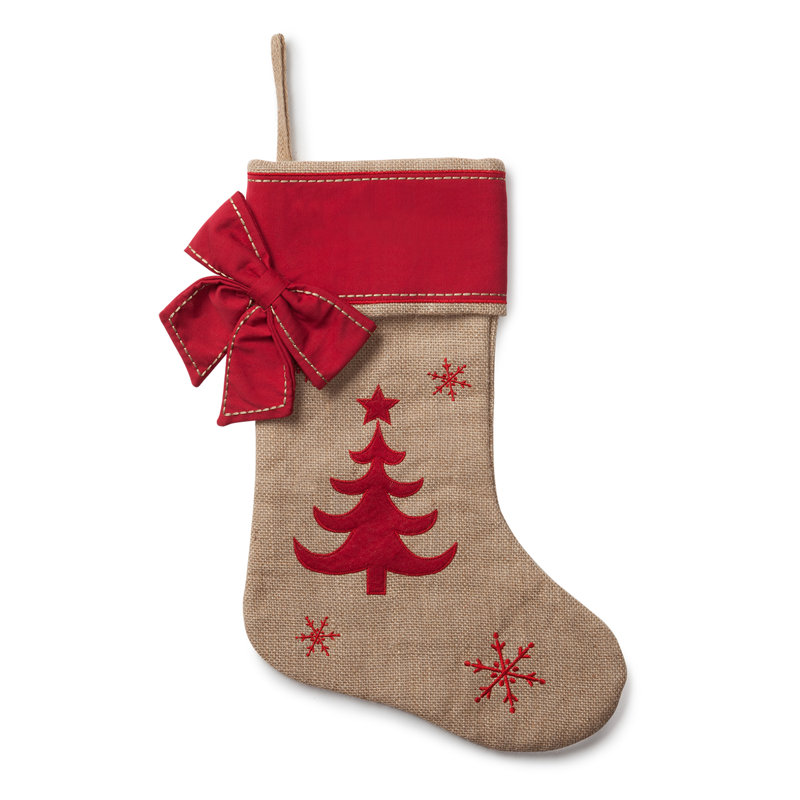 Tree Burlap with Custom Name Stocking